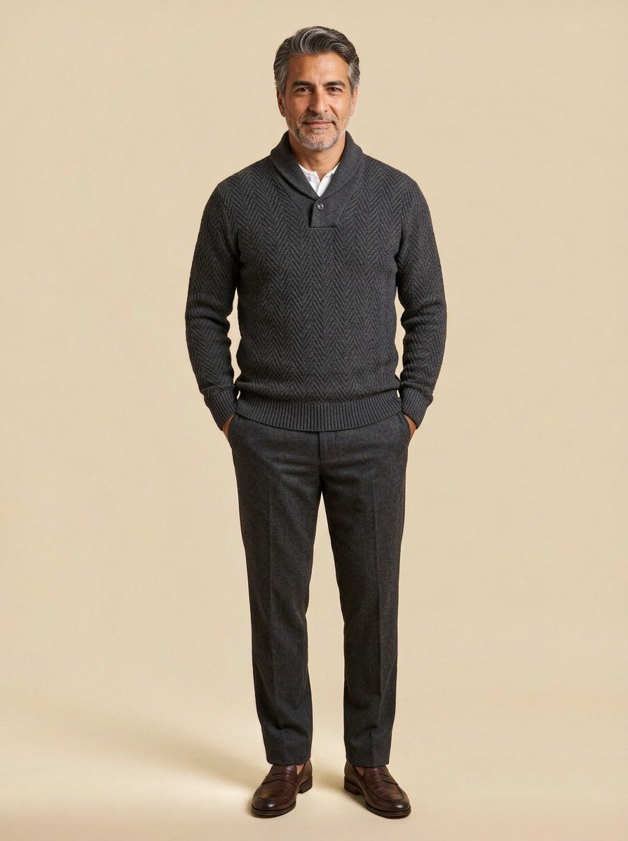 Ainsley sweater in Charcoal, studio, Gentlemens Manor