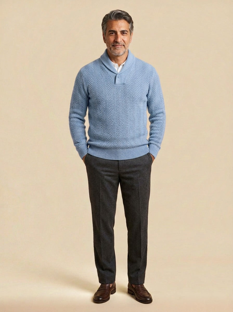 Ainsley sweater in Light Blue, studio, Gentlemens Manor