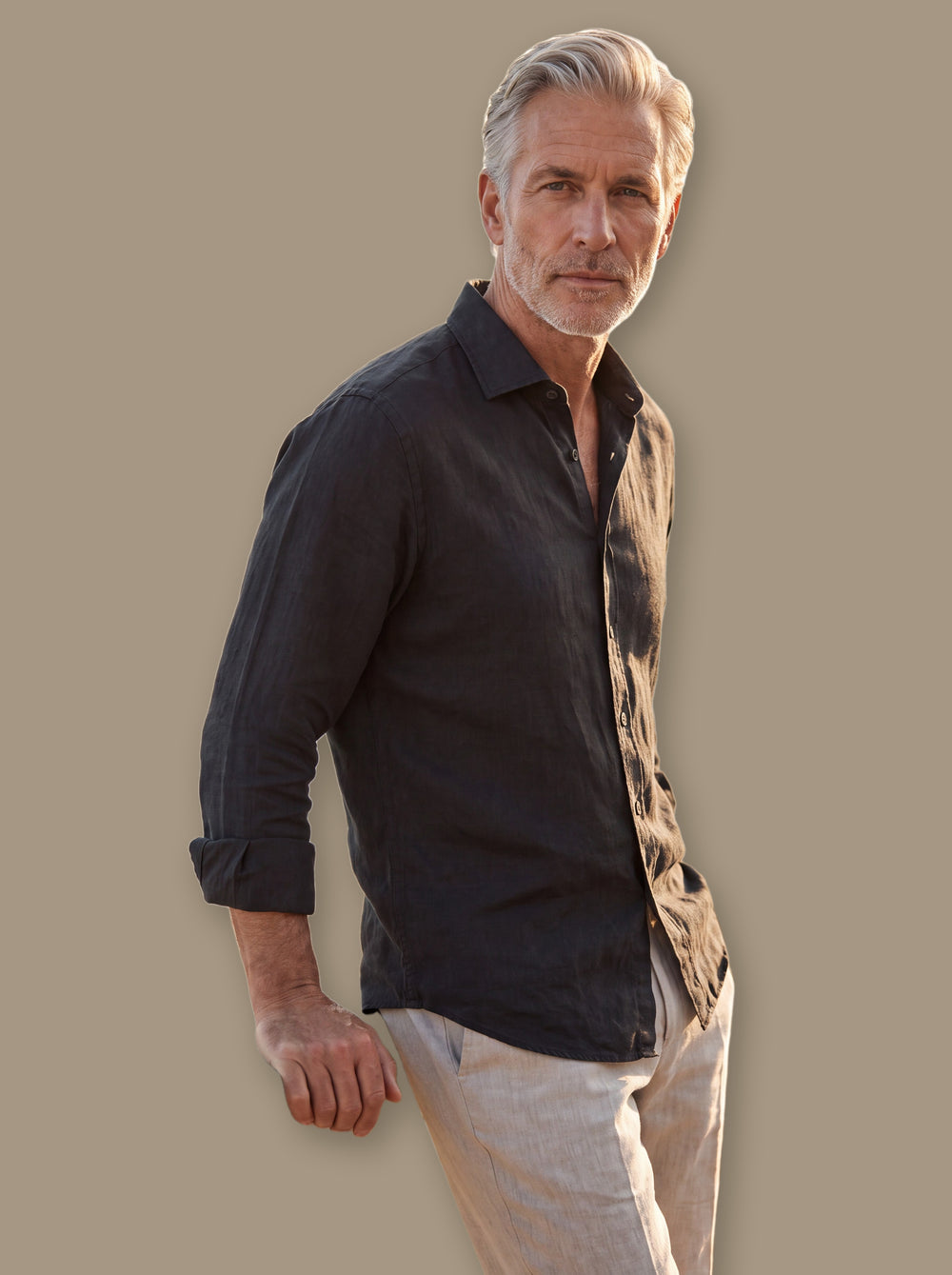 Albert linen shirt in Black, studio - Gentlemens Manor