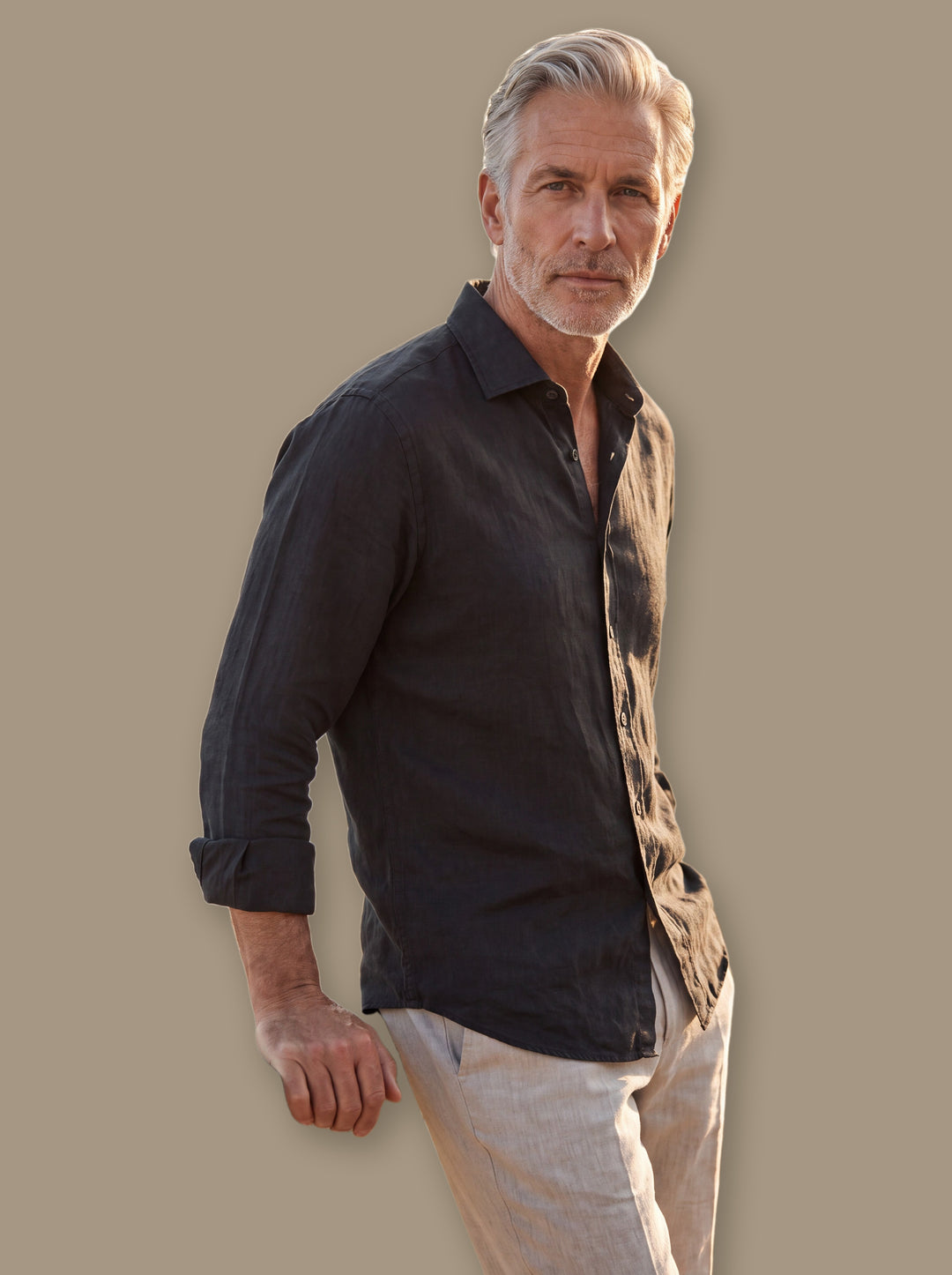 Albert linen shirt in Black, studio - Gentlemens Manor
