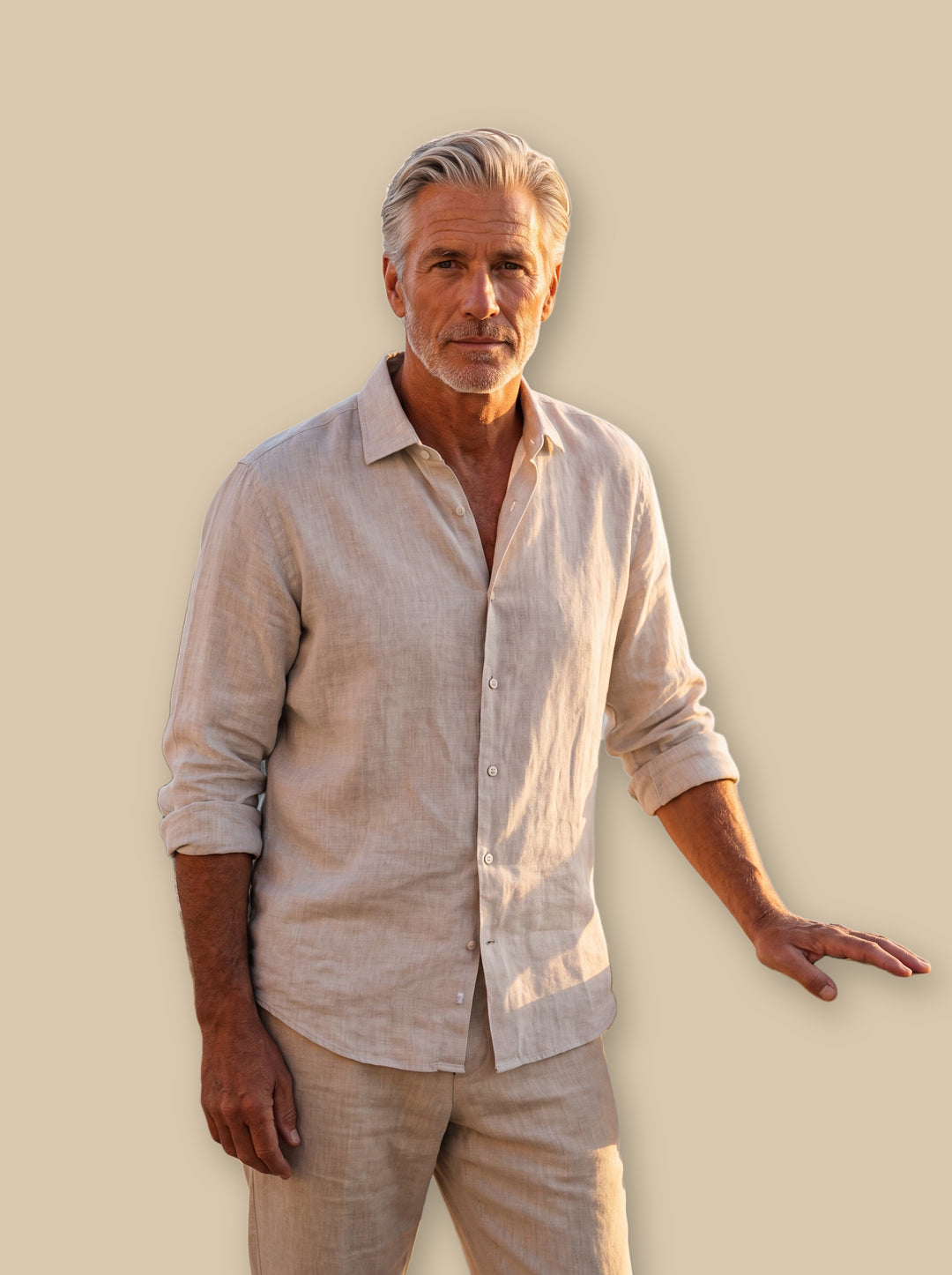 Alden linen shirt in White, studio - Gentlemens Manor