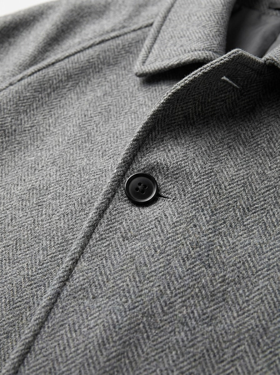Alford herringbone raglan overcoat, fabric close up, Gentlemens Manor