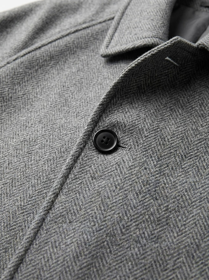 Alford herringbone raglan overcoat, fabric close up, Gentlemens Manor