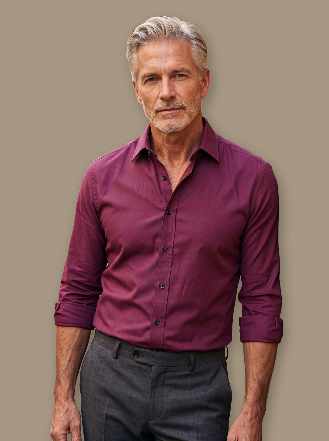 Alvin dress shirt in Burgundy, studio - Gentlemens Manor