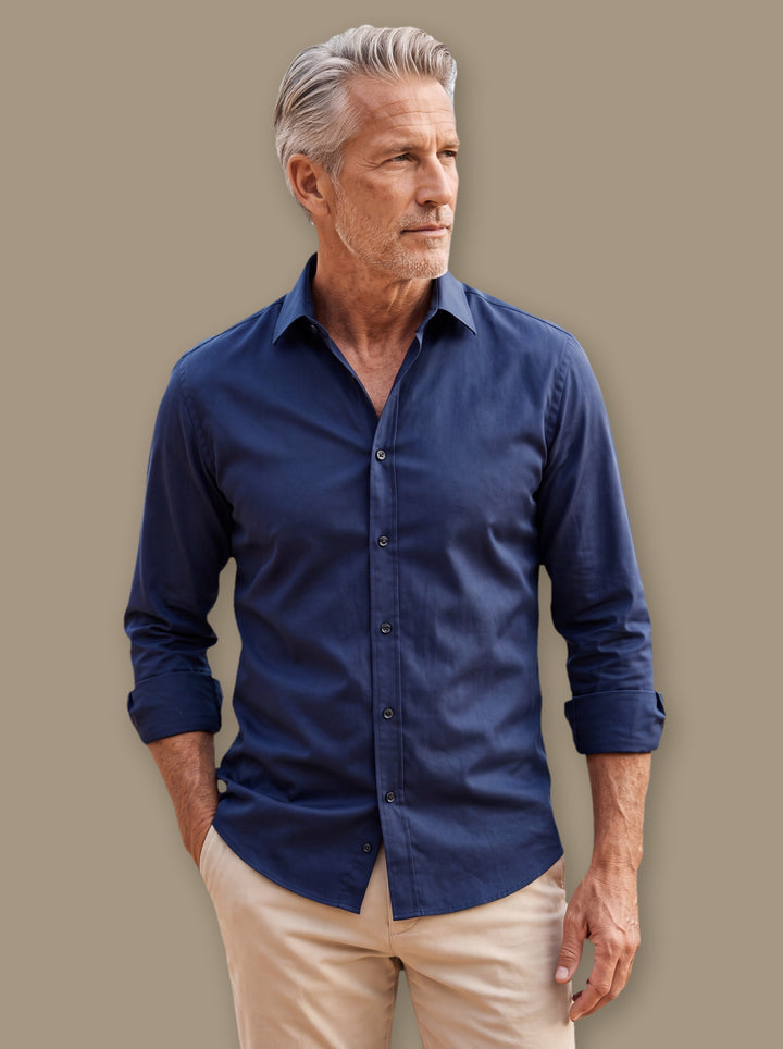 Alvin dress shirt in Navy, studio - Gentlemens Manor
