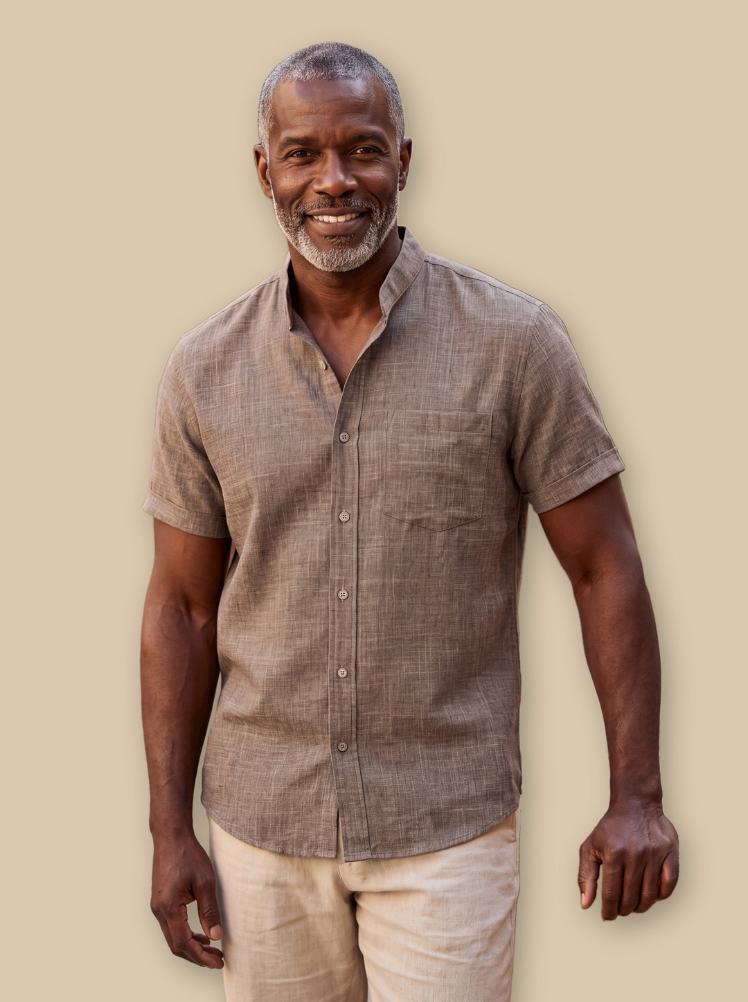 Ambrose linen shirt in Grey, studio - Gentlemens Manor