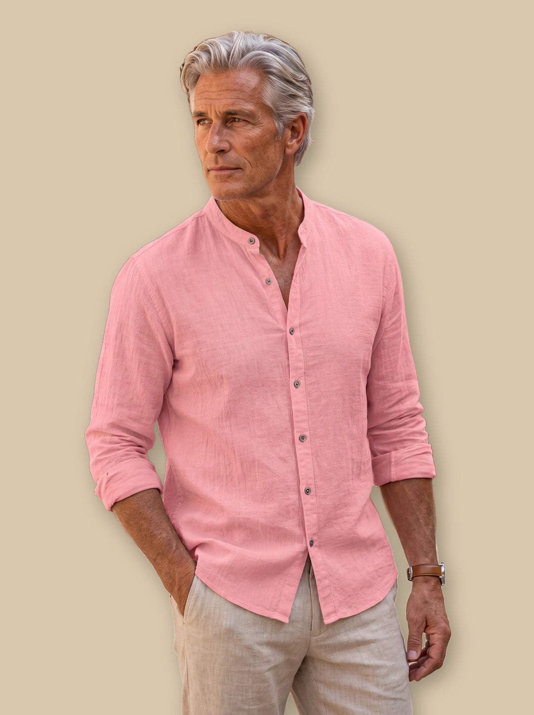 Amos linen shirt in Pink, studio - Gentlemens Manor