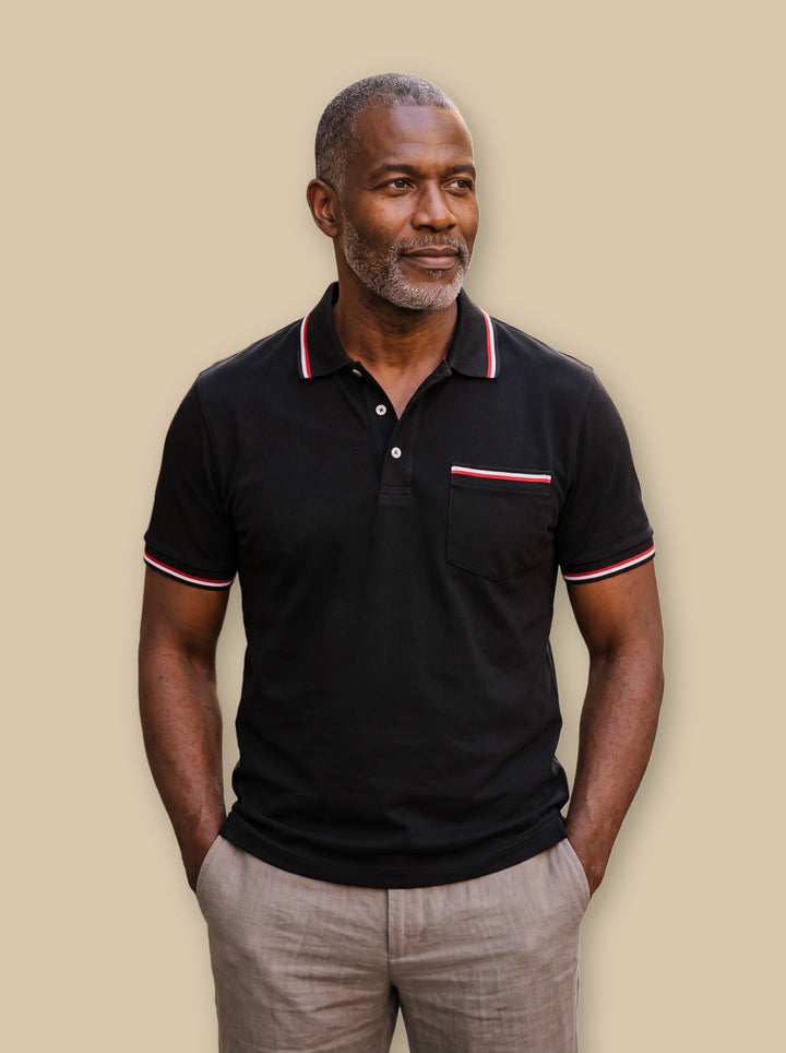 Anderson polo shirt in Black, studio - Gentlemens Manor