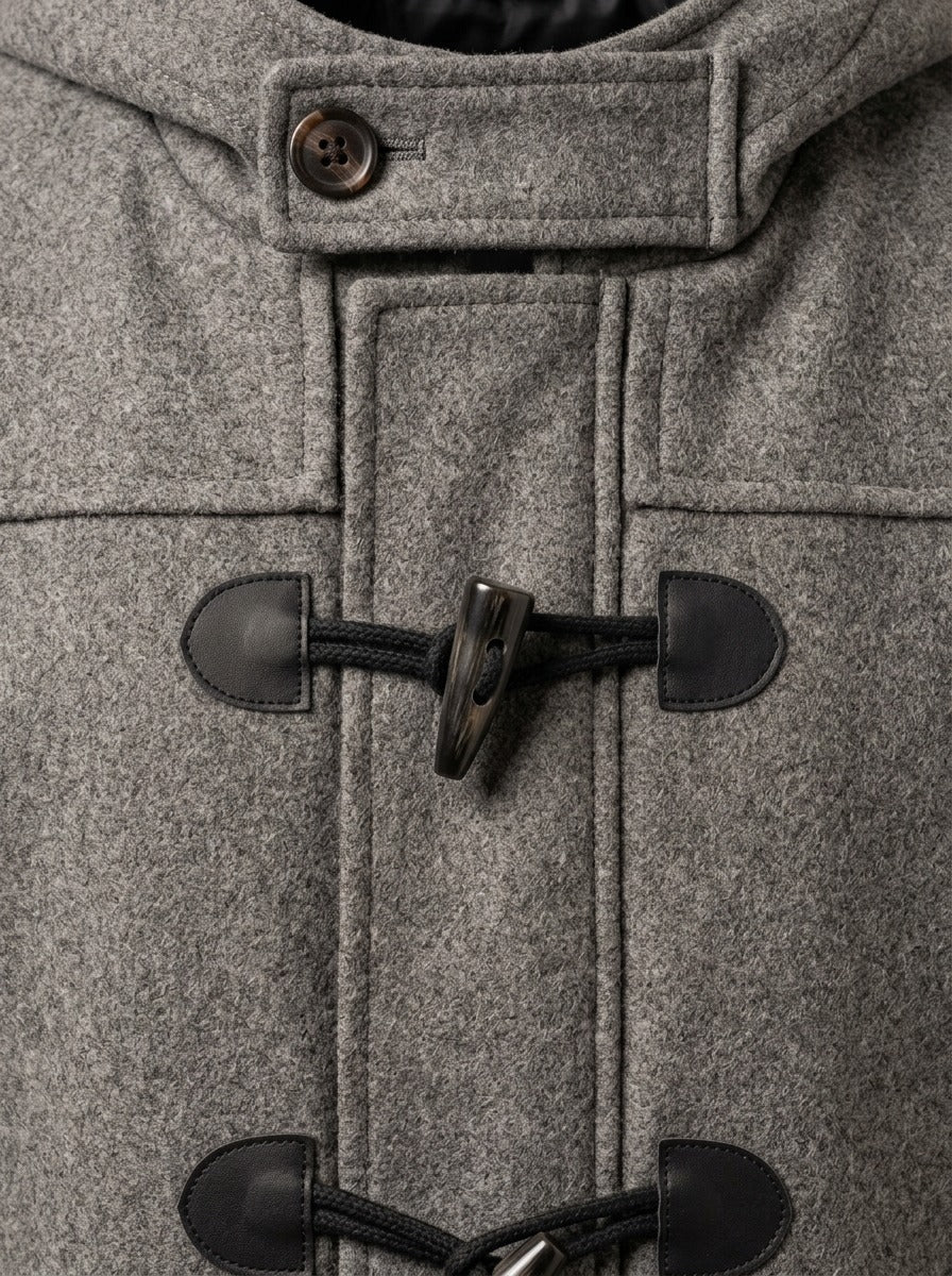 Appleton hooded duffle coat, fabric close up, Gentlemens Manor