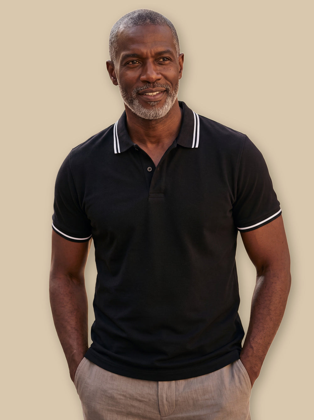 Arnold polo shirt in Black, studio - Gentlemens Manor