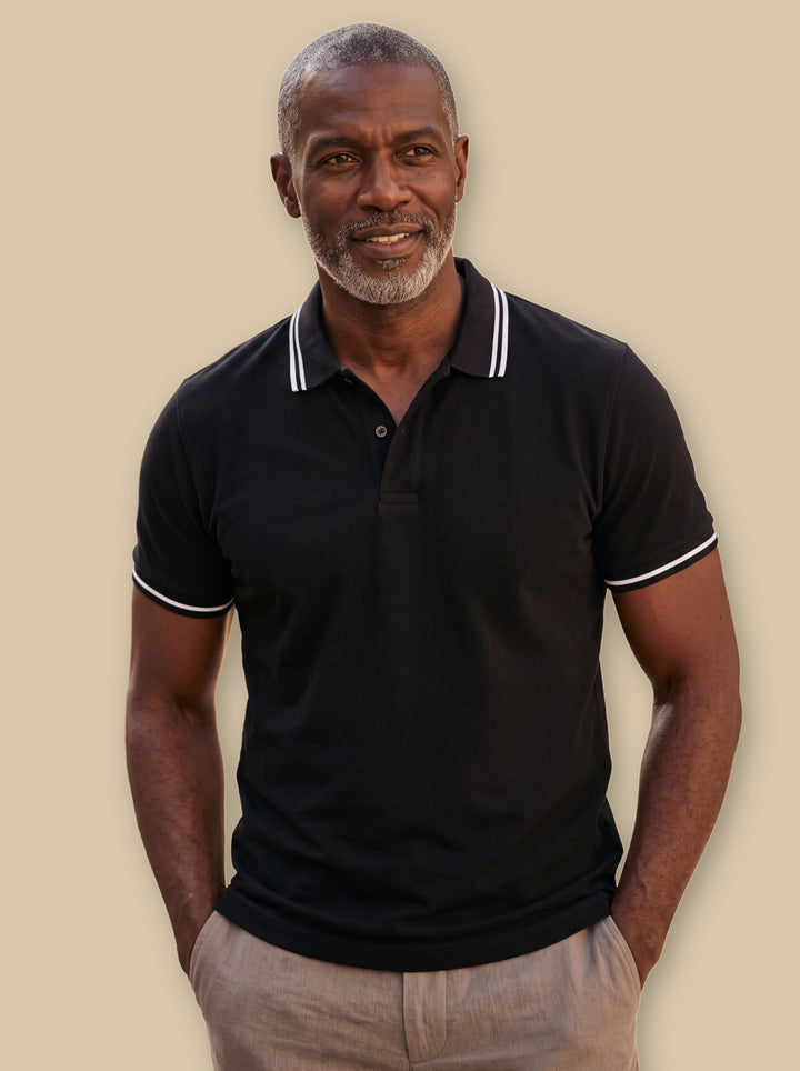 Arnold polo shirt in Black, studio - Gentlemens Manor