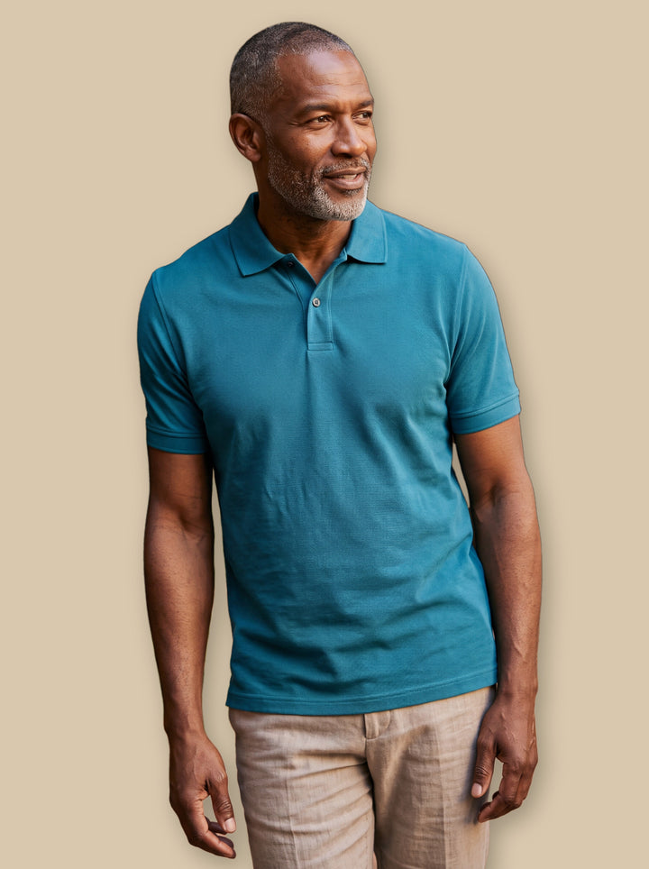Asa polo shirt in Blue, studio - Gentlemens Manor