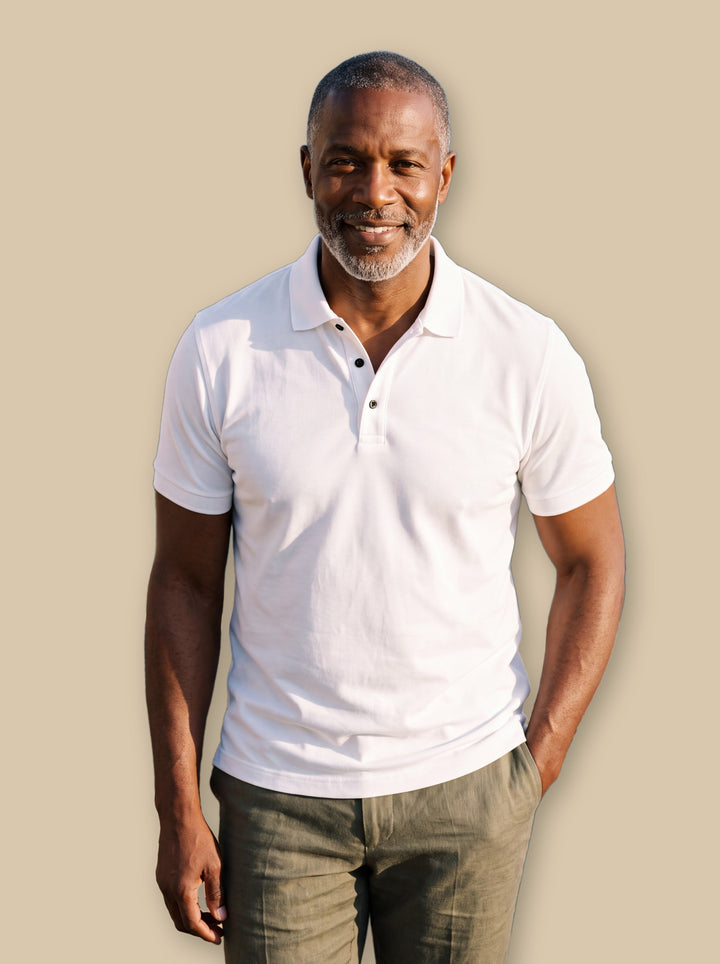 Asa polo shirt in White, studio - Gentlemens Manor
