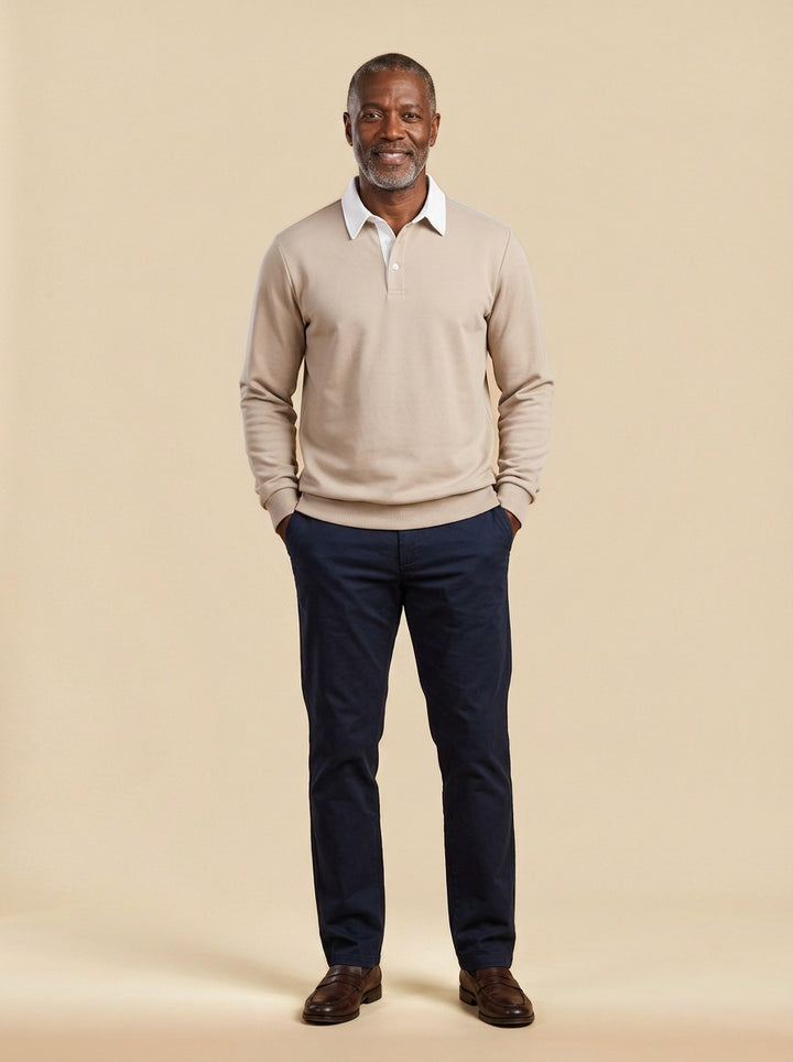 Ashbury polo in Beige, studio, Gentlemens Manor