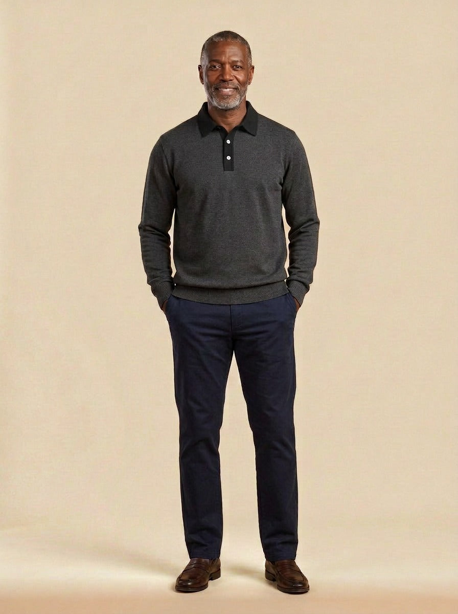 Ashbury polo in Charcoal, studio, Gentlemens Manor