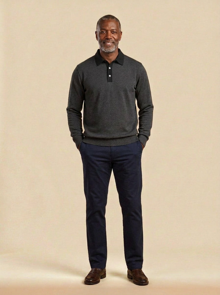 Ashbury polo in Charcoal, studio, Gentlemens Manor