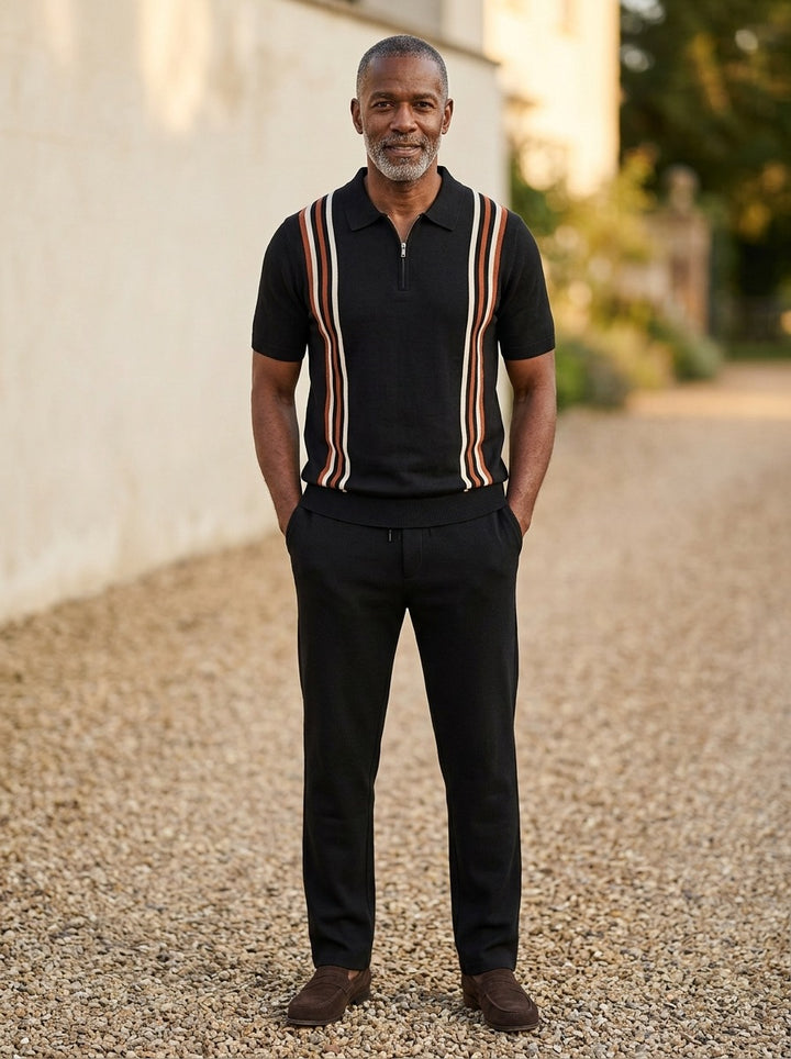 Ashford knit polo and pants set in Black, lifestyle, Gentlemens Manor