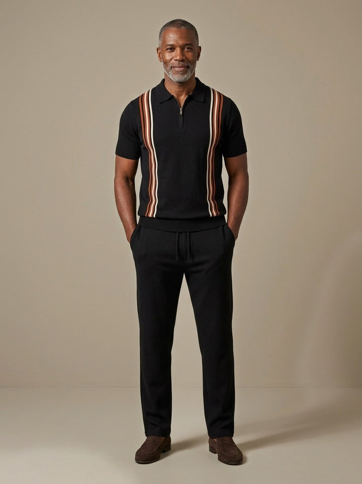 Ashford knit polo and pants set in Black, studio, Gentlemens Manor
