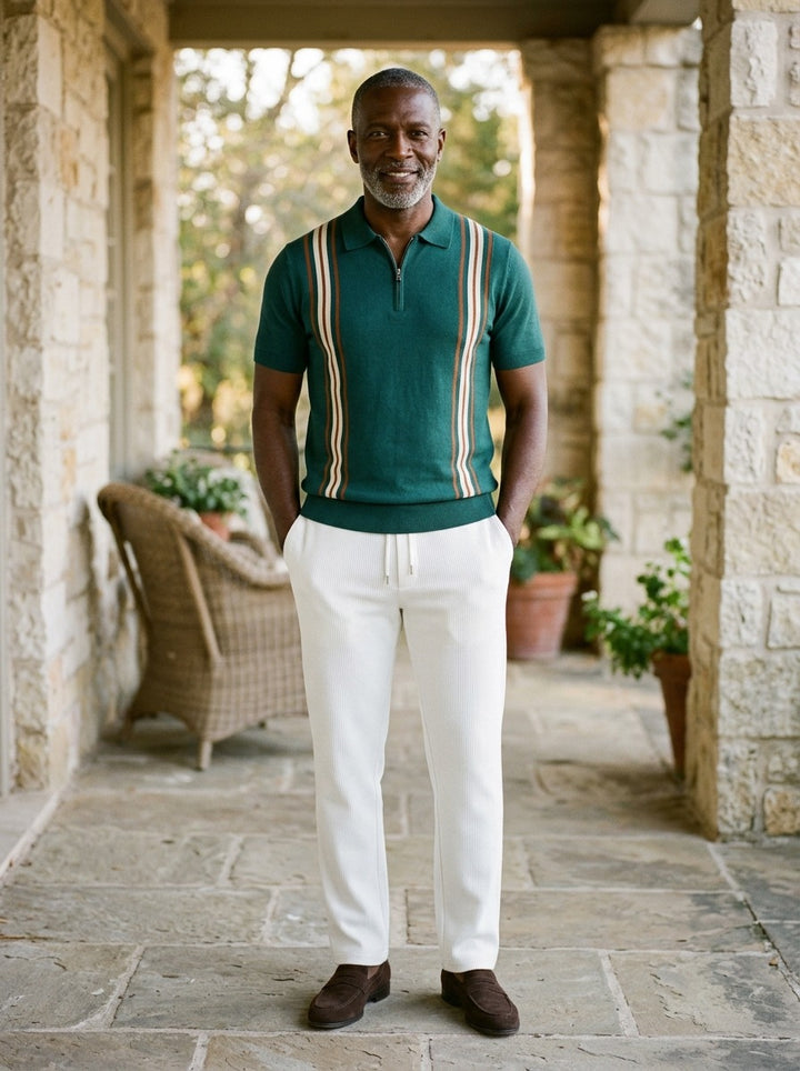 Ashford knit polo and pants set in Green, lifestyle, Gentlemens Manor
