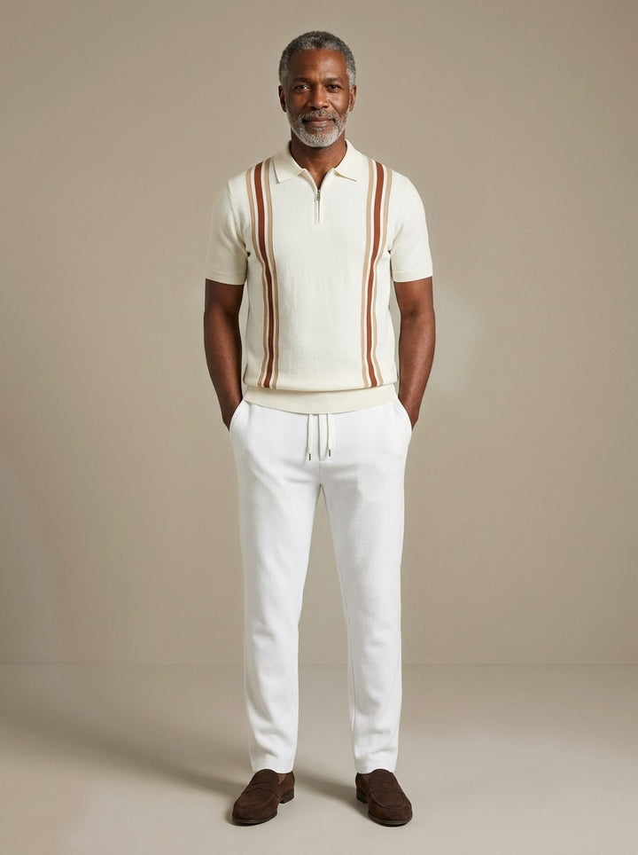 Ashford knit polo and pants set in White, studio, Gentlemens Manor