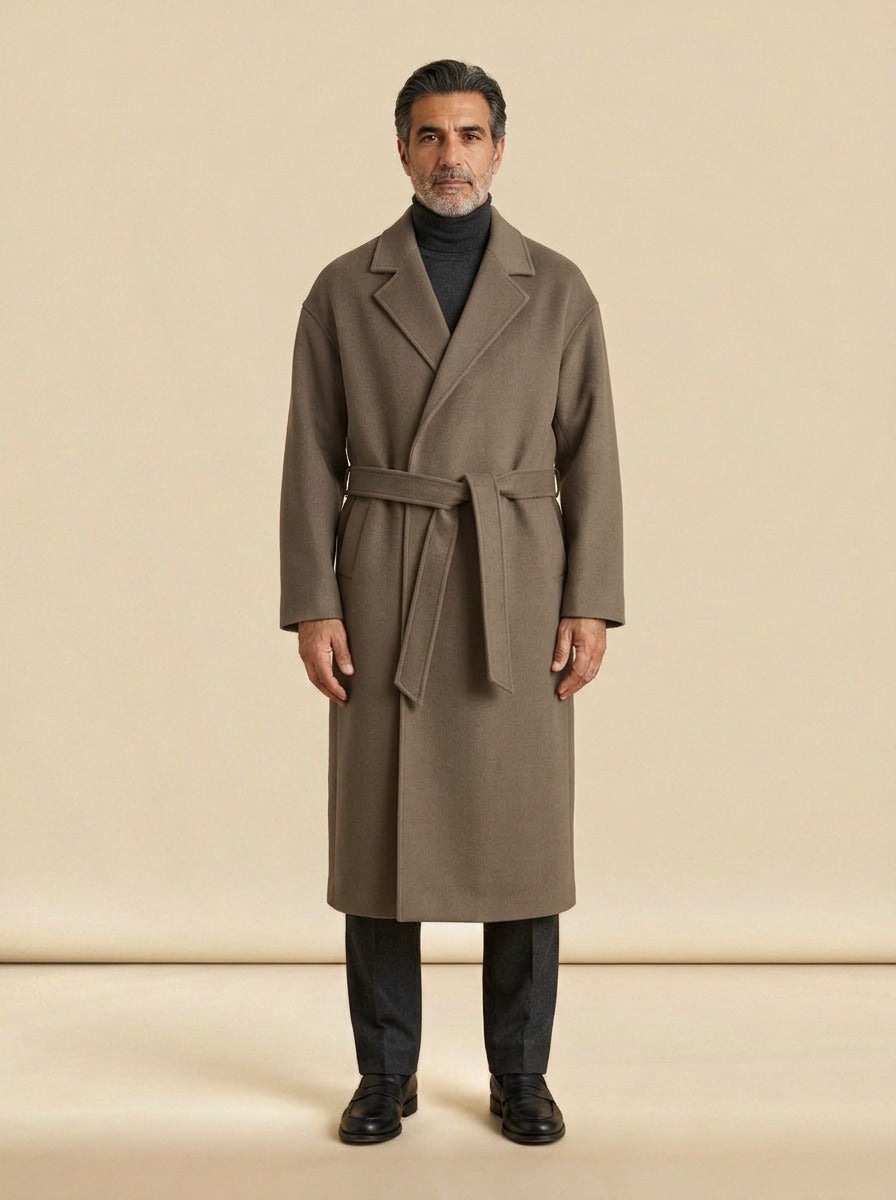 Ashworth wrap coat in Brown, studio, Gentlemens Manor