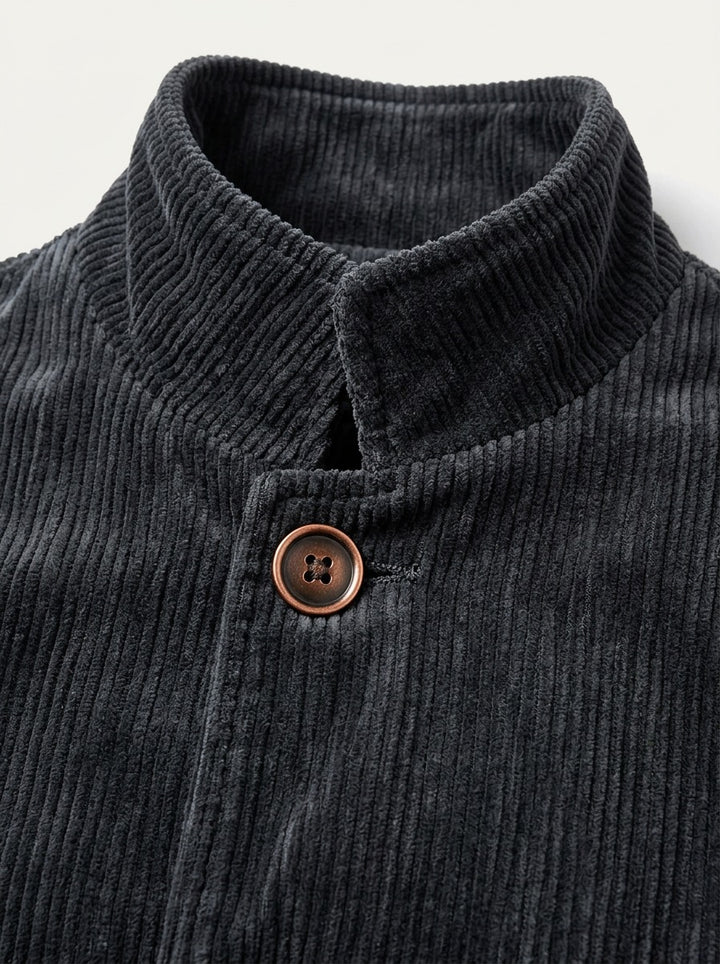 Atherton corduroy stand collar jacket, fabric close up, Gentlemens Manor