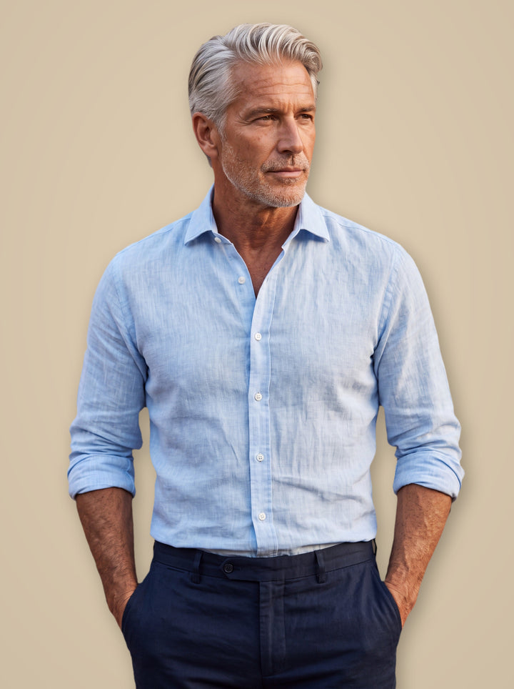 Atticus casual shirt in Light Blue, studio - Gentlemens Manor