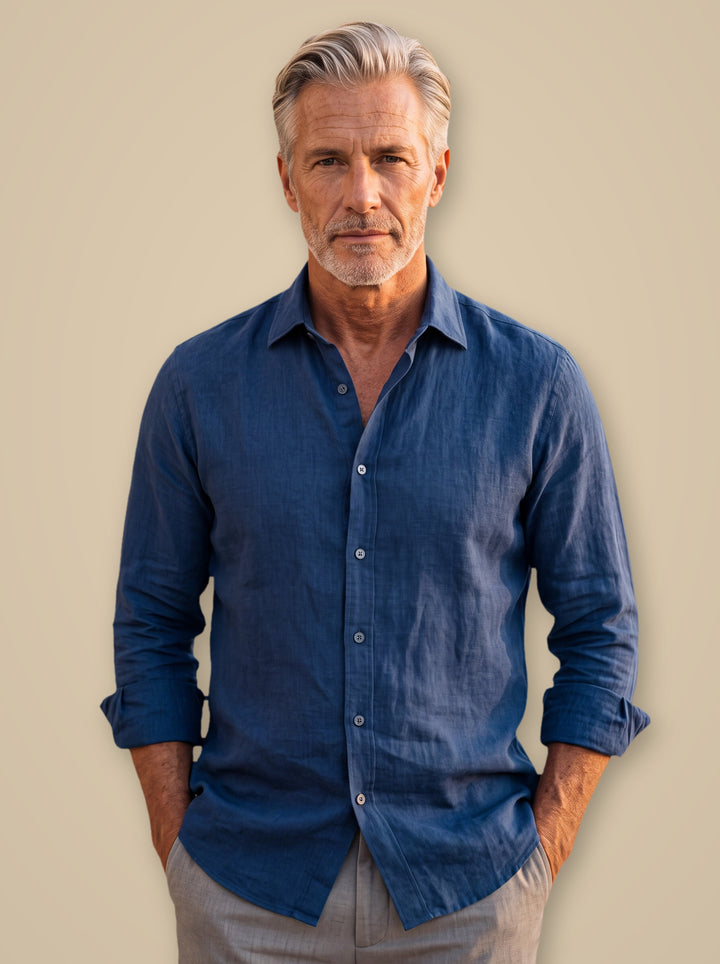 Atticus casual shirt in Navy, studio - Gentlemens Manor