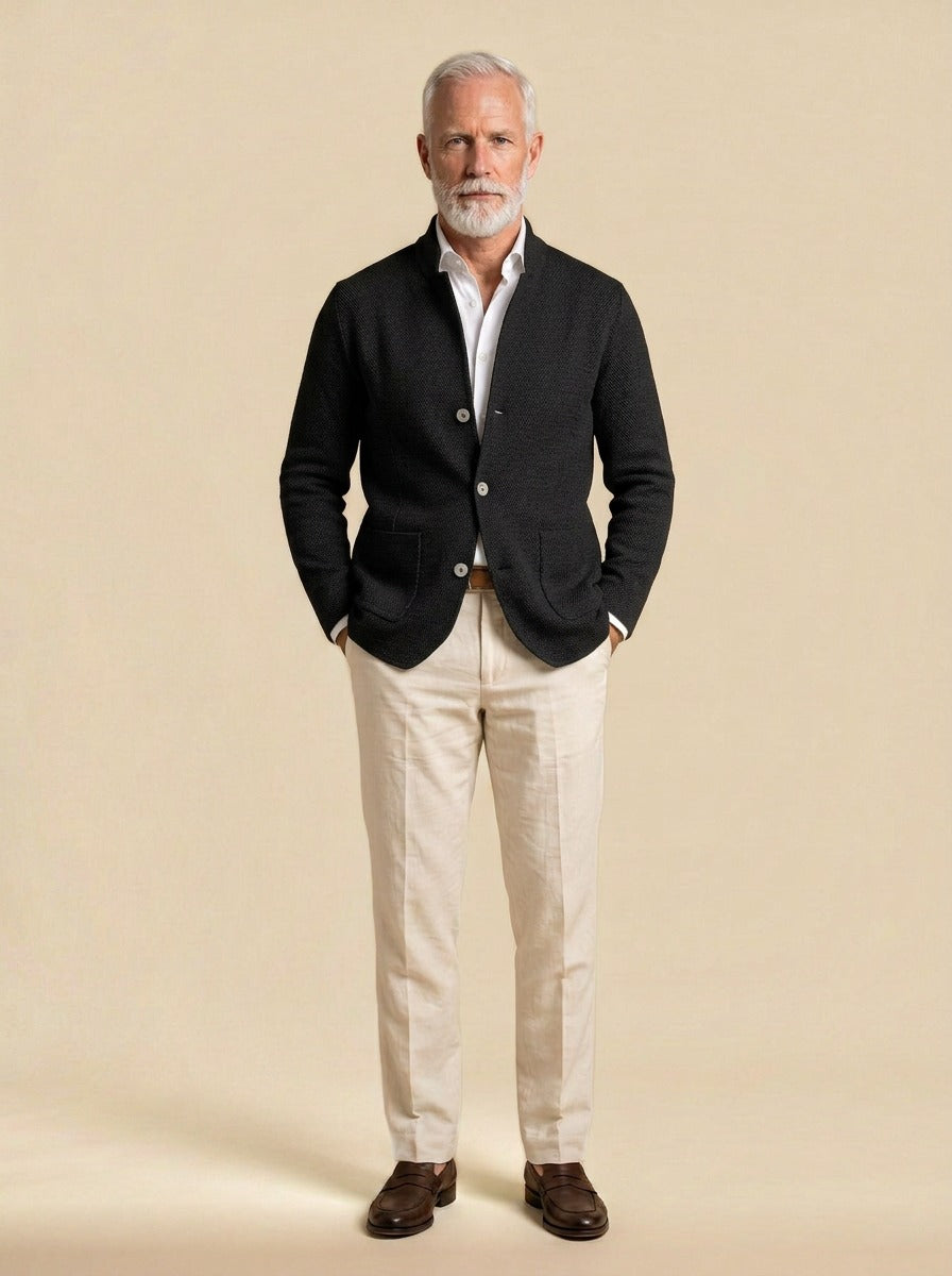 Atwood knit jacket in Black, studio, Gentlemens Manor