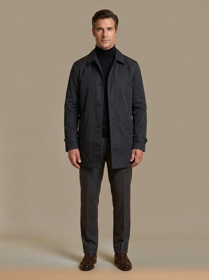 Audley quilted lined car coat in Black, studio, Gentlemens Manor