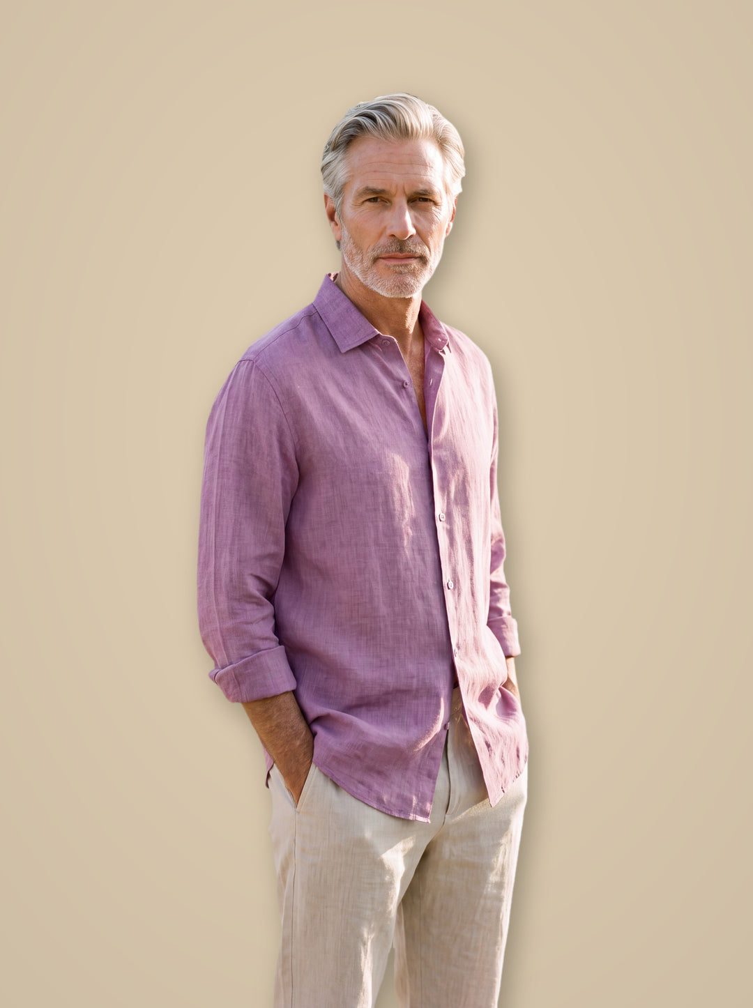 Augustus linen shirt in Pink, studio - Gentlemens Manor