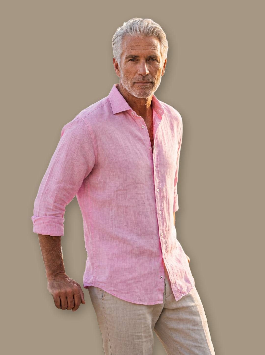 Austin linen shirt in Pink, studio - Gentlemens Manor
