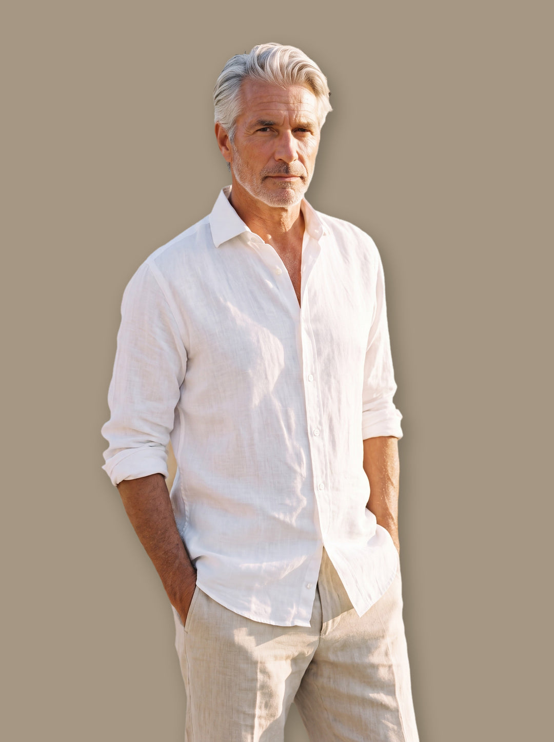 Austin linen shirt in White, studio - Gentlemens Manor