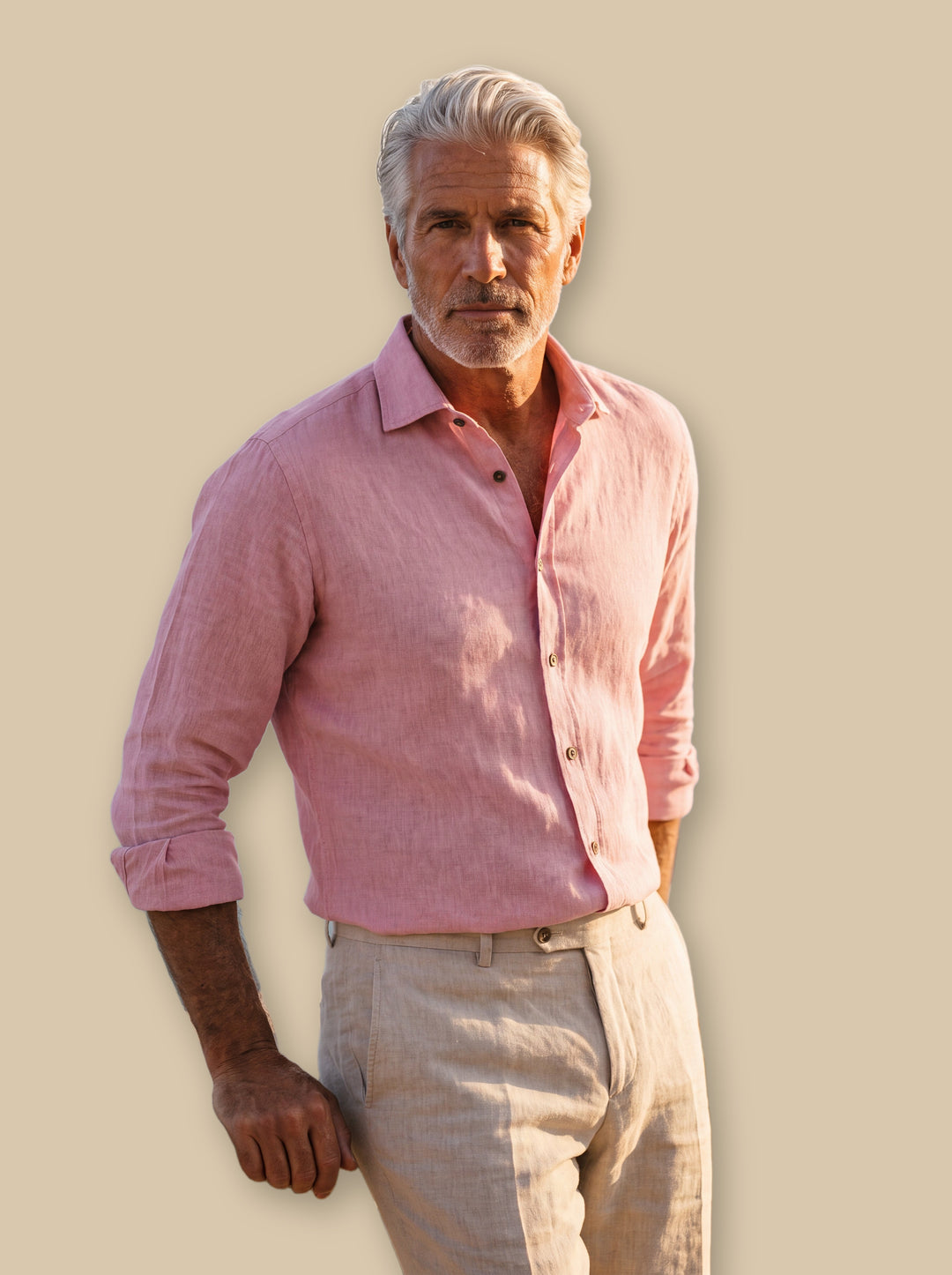 Axel linen shirt in Pink, studio - Gentlemens Manor