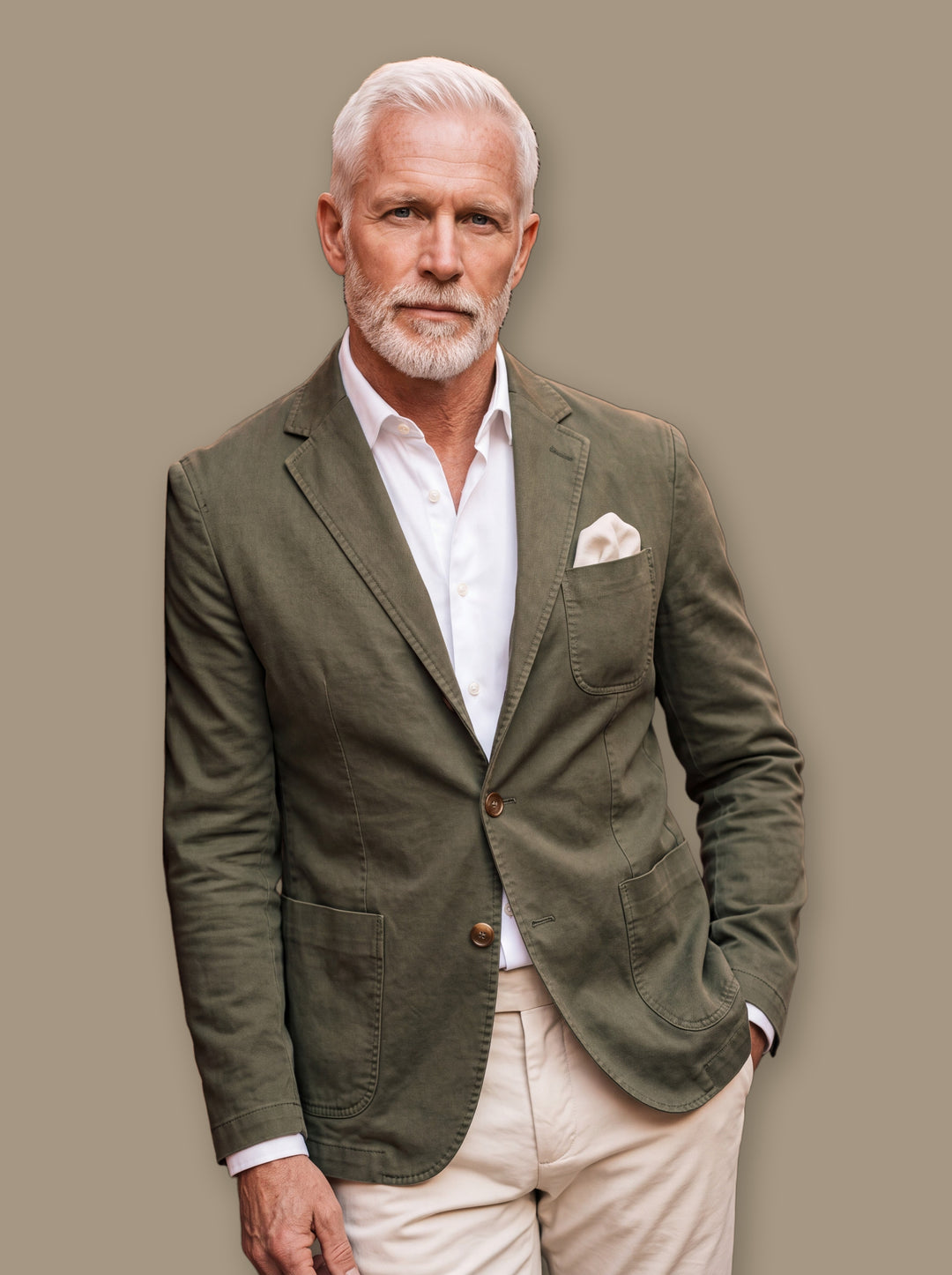 Baldwin blazer suit in Olive, studio - Gentlemens Manor