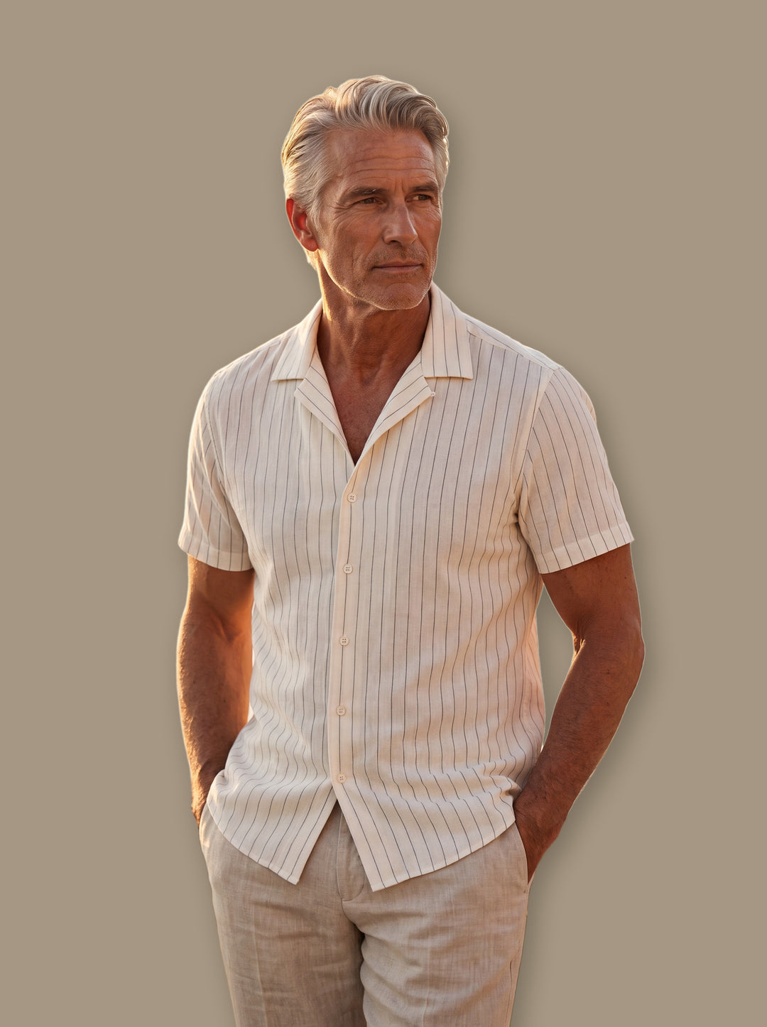 Barnaby linen shirt in White, studio - Gentlemens Manor