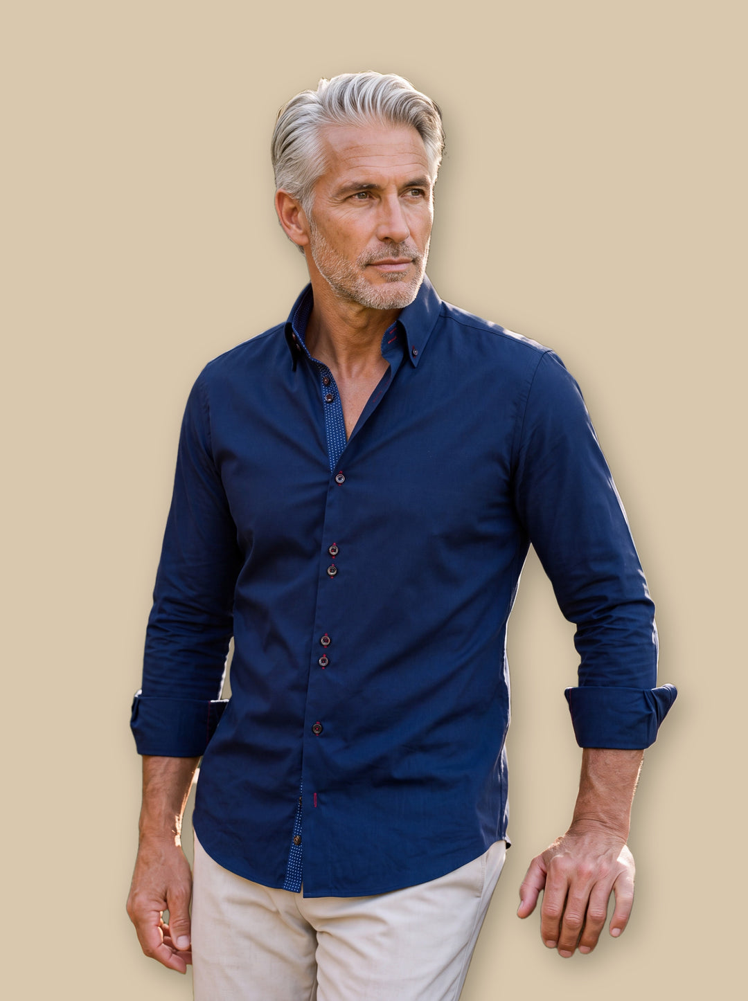 Barrett dress shirt in Navy, studio - Gentlemens Manor