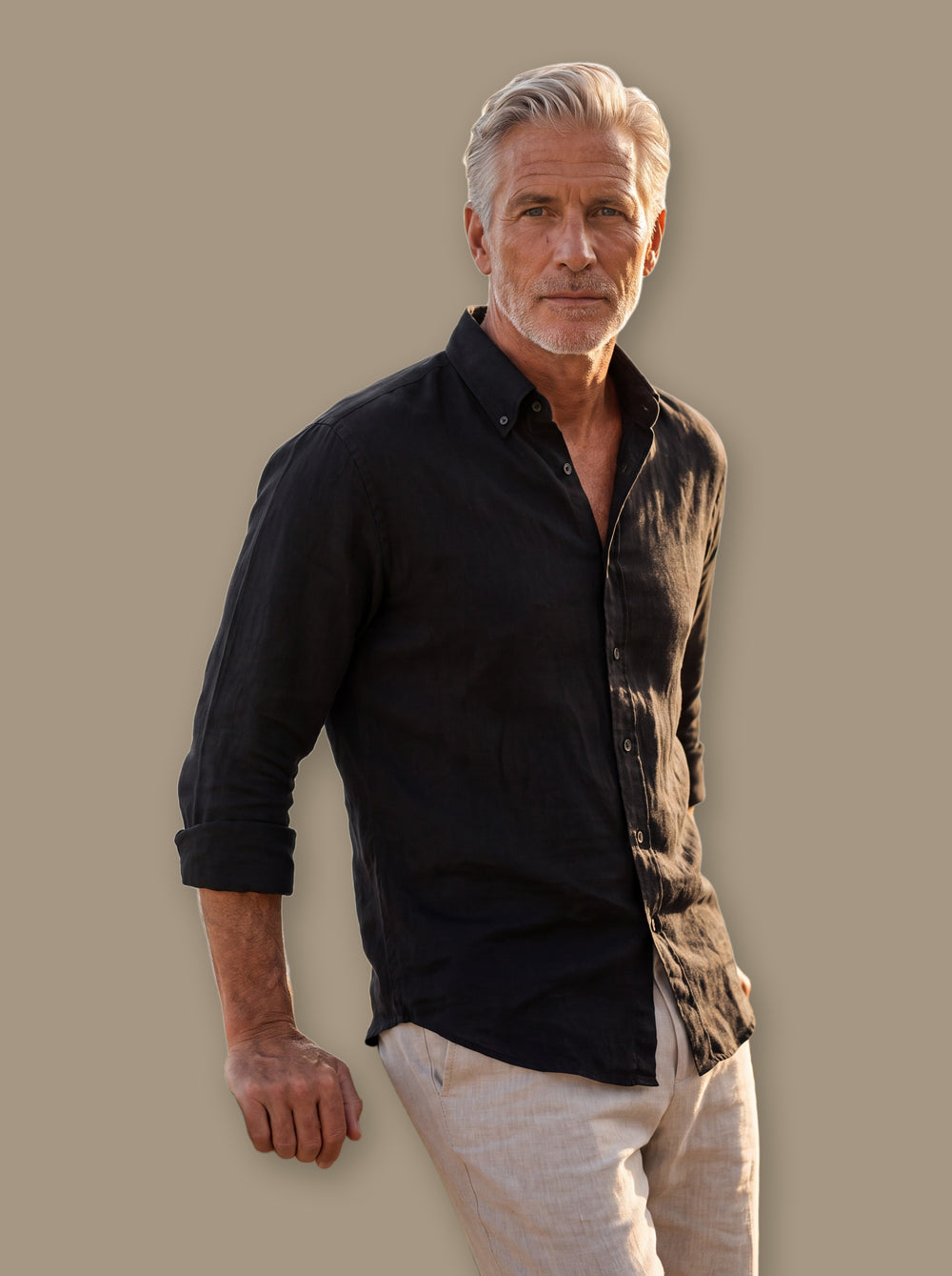 Bartholomew linen shirt in Black, studio - Gentlemens Manor