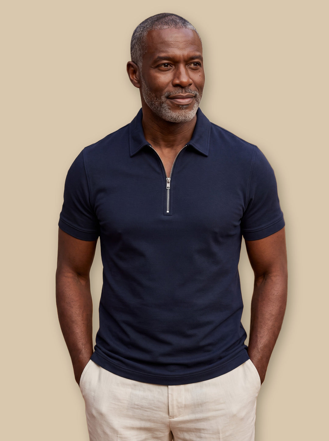Baxter polo shirt in Navy, studio - Gentlemens Manor