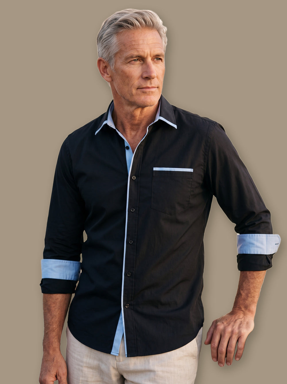 Beau casual shirt in Black, studio - Gentlemens Manor