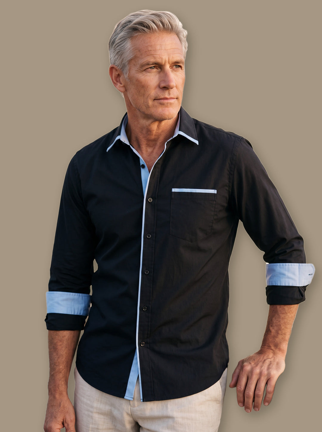 Beau casual shirt in Black, studio - Gentlemens Manor