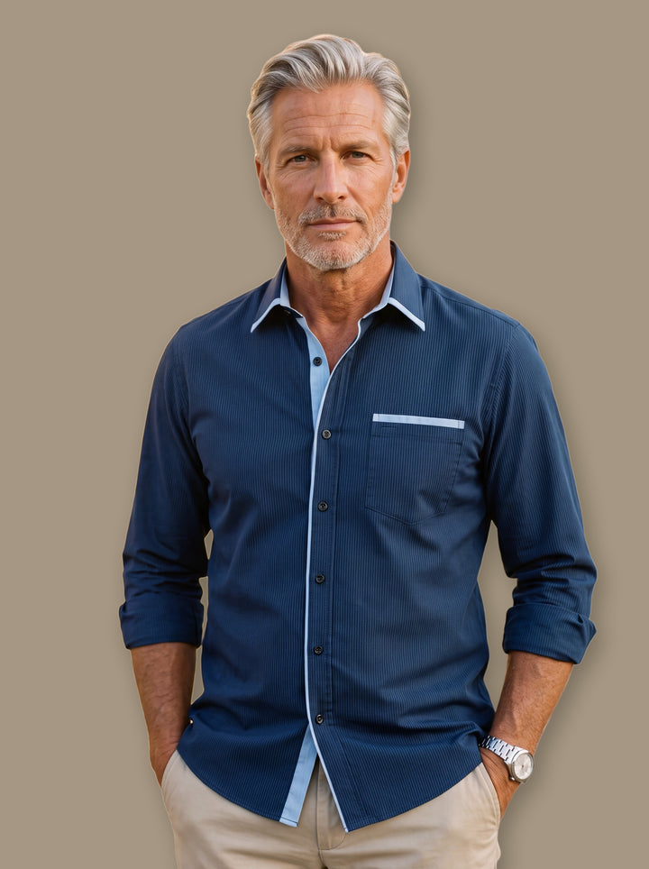 Beau casual shirt in Navy, studio - Gentlemens Manor