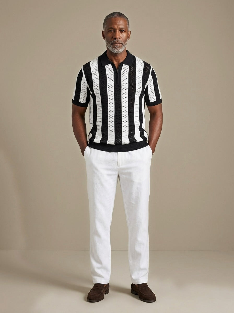Beckett knit polo and pants set in Black, studio, Gentlemens Manor