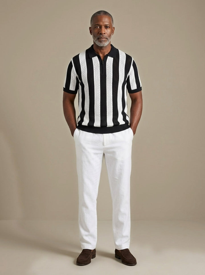 Beckett knit polo and pants set in Black, studio, Gentlemens Manor