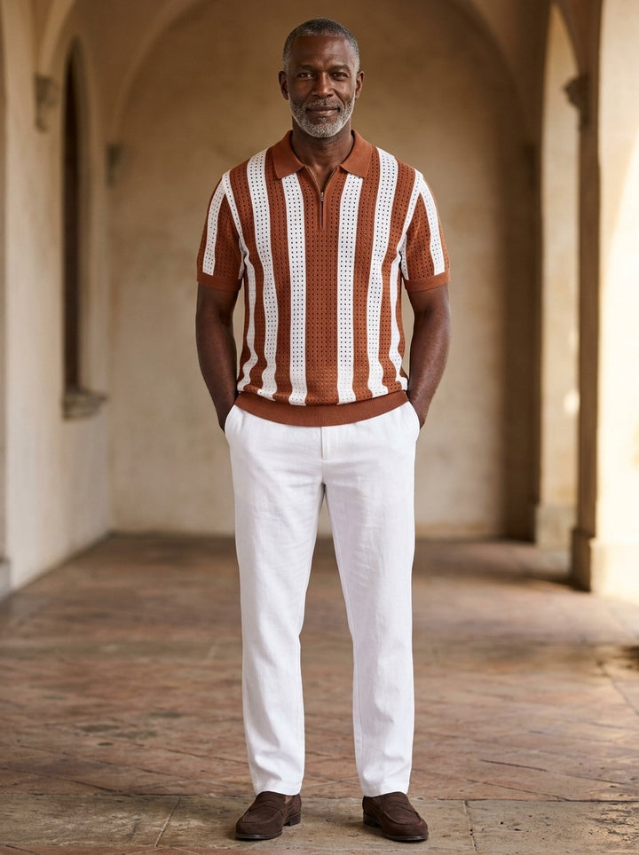 Beckett knit polo and pants set in Brown, lifestyle, Gentlemens Manor