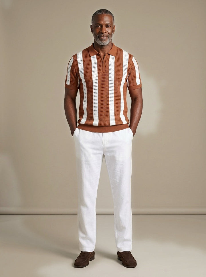 Beckett knit polo and pants set in Brown, studio, Gentlemens Manor