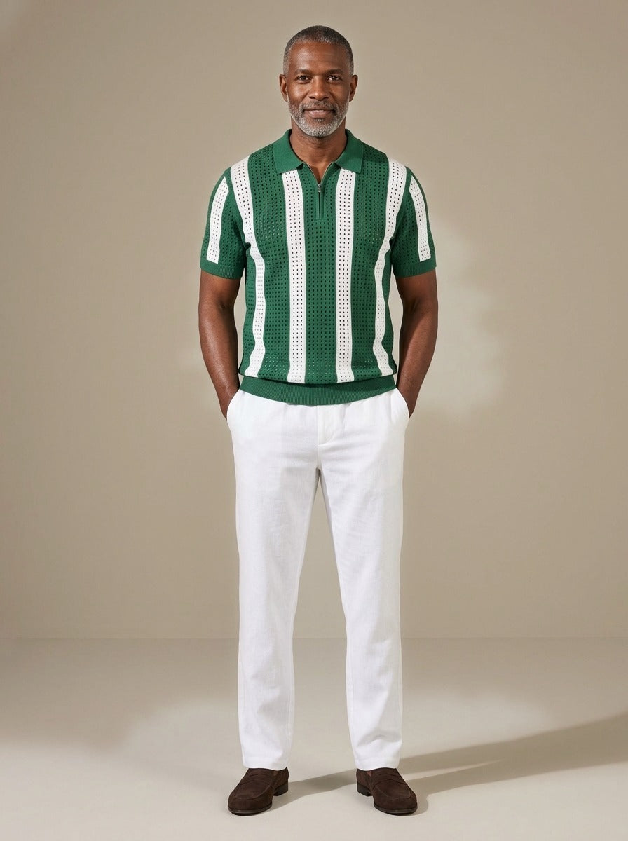 Beckett knit polo and pants set in Green, studio, Gentlemens Manor