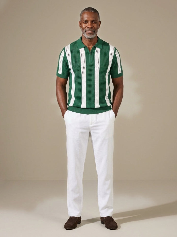 Beckett knit polo and pants set in Green, studio, Gentlemens Manor