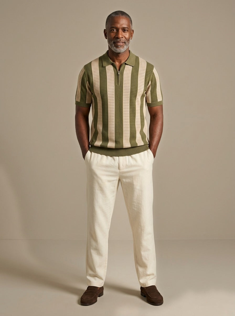 Beckett knit polo and pants set in Olive, studio, Gentlemens Manor