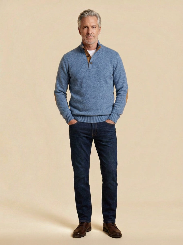 Bellamy sweater in Blue, studio, Gentlemens Manor